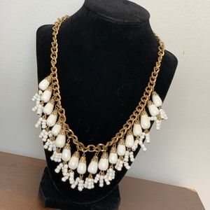 Antiqued Gold and White beaded necklace